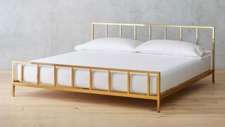 CB2 brass king alchemy bed frame