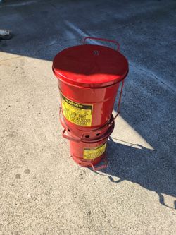 JUSTRITE OILY WASTE CAN RED MODEL 09100 6GAL OAD:14"X16"X17 " $65.00 each