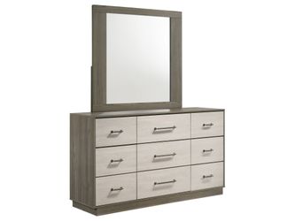 Fenwick Grey Oak/Almond Dresser and Mirror