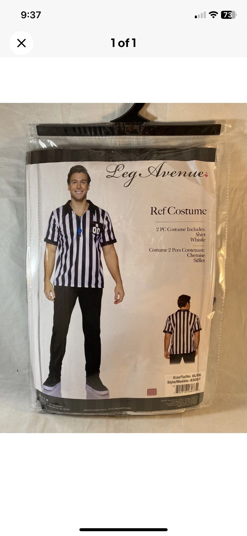Extra Large, Ref Costume Halloween Costume