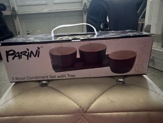 3 bowl condiment set with tray