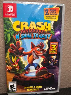 Hey, it’s never been used I’m asking$30 for Crash Bandicoot N. Sane Trilogy the game for the Nintendo switch it’s brand new. Has three games in one.