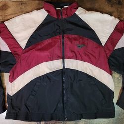 Vintage 90s Reebok Mens Windbreaker Jacket Adult Size Large Burgundy Pink Black