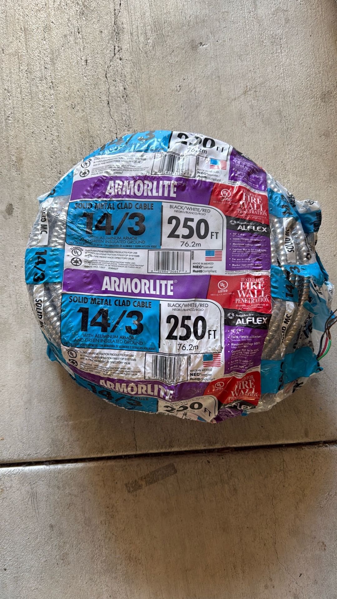 Electric Wire 14/3 250’ Amorlite MC