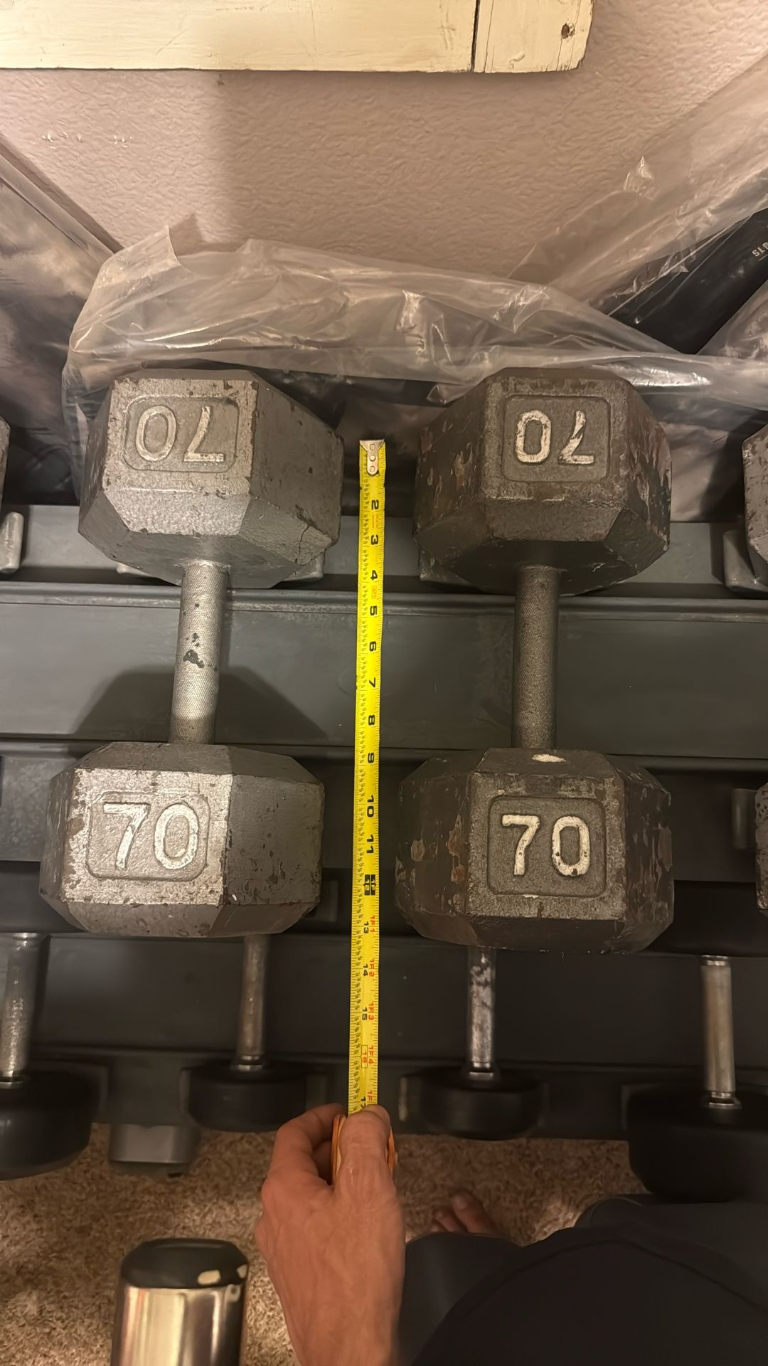 70 lb Hex Iron Dumbbells 140 LBS