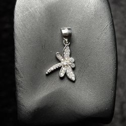 New 925 Sterling Silver Dragonfly Pendant w/ CZ