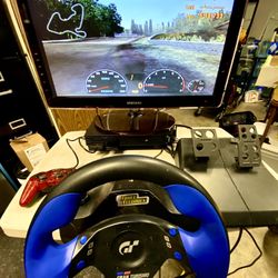 Ps2 With Logitech F/F Steering Wheel And Samsung 