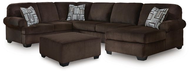 Kimlee Chocolate 3-Piece Sectional and Ottoman (Online Special Price)