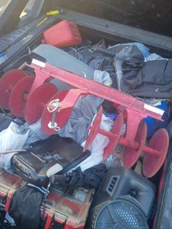 Red Multi-Auger Ice Fishing Drill Attachment