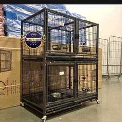 Double Stacked Dog Pet Cage Kenenl Size 43 With Divider And Feeding Bowls New In Box 📦 