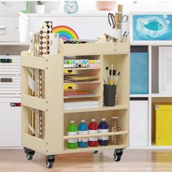 Wood Rolling Art Cart *NEW IN BOX*