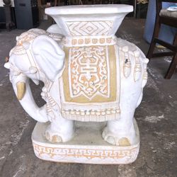 Vintage Elephant Garden Seat Heavy Large Glazed Terracota Elephant Garden Stool