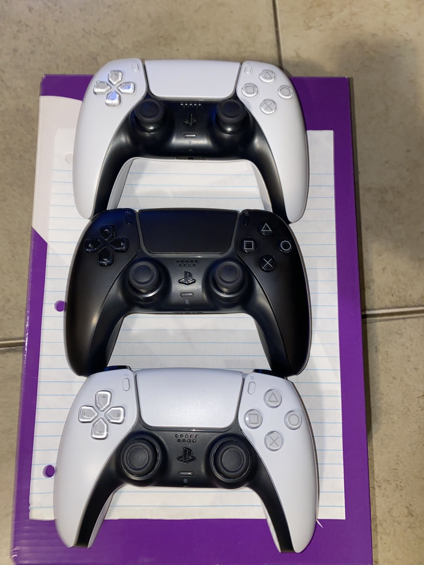 PS5 DualSense Controllers -3 total (2 White, 1 Black)