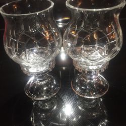 Pair Of Crystal Hurricane Candle Holders