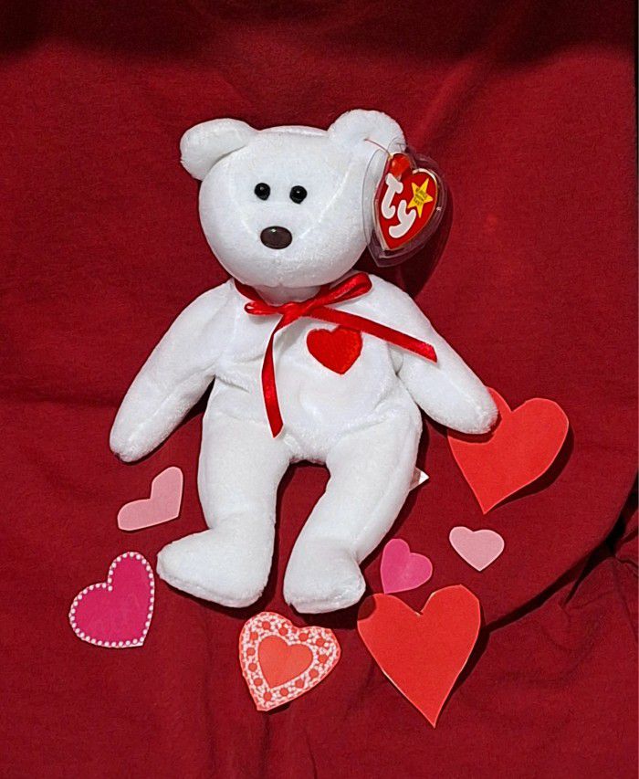 Valentino the Valentine Bear: Ty Beanie Baby, 1994, VERY RARE TAG ERROR!