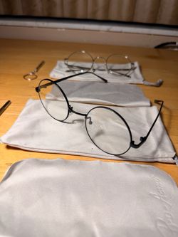 Round Metal Frame Eyeglasses 2-Pack Black and Silver