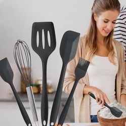 Premium Black Silicone Kitchen Utensil Set | Non-Stick & Heat-Resistant