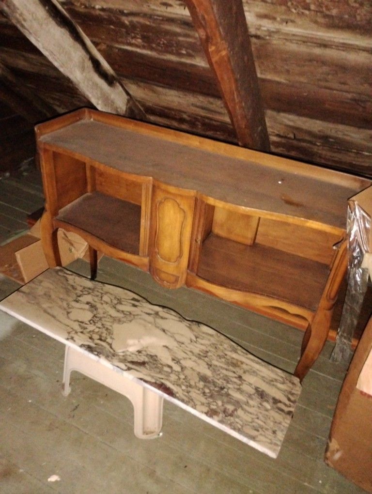 Antique Stand With Granite Top