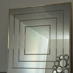 Vintage 1979 MCM 30" Reliable Mfg Brass Trim Geometric Mirror