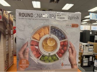 Round Divided Serving Tray with Lid & Handle