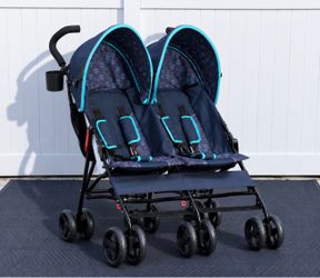 Navy Blue Lightweight double Baby Stroller