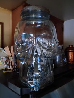 Vintage Halloween Skull Drink Dispenser 