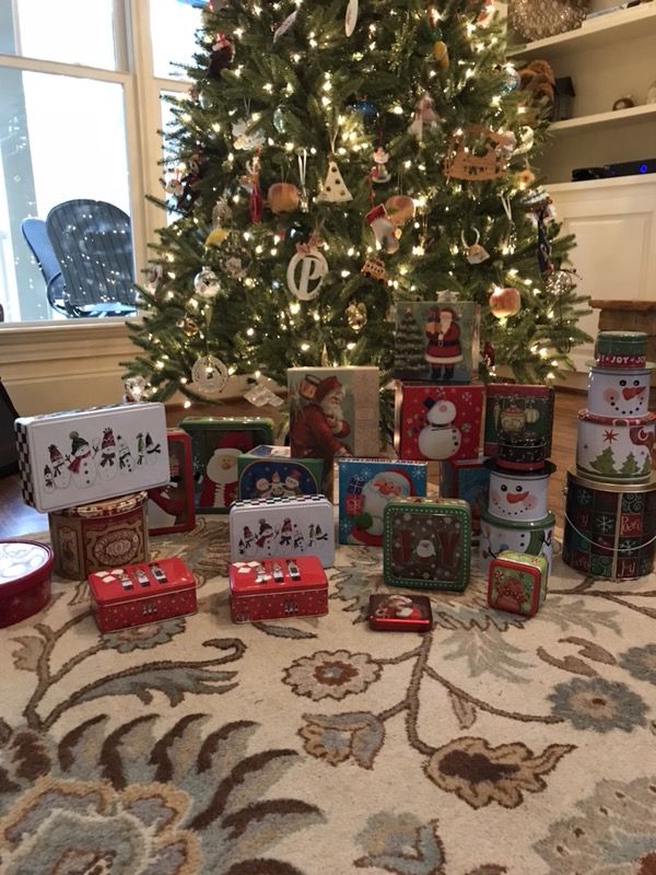 Christmas decorative tins and boxes - $40