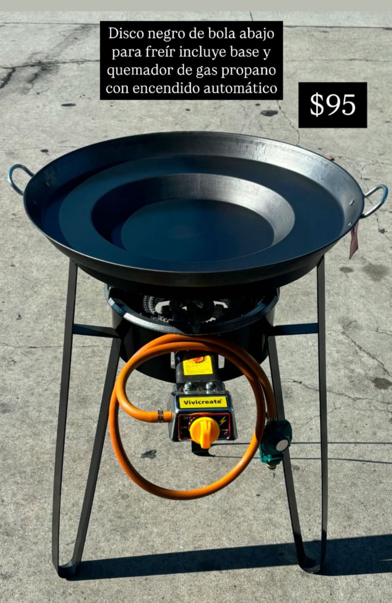 Comal De Fiero Nuevo Con Base I Quemador Para Freir/ Tacos, Enchiladas, Mojaras, Guaraches, Sopes