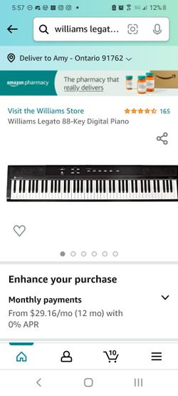 Williams Legato 88-Key Digital Piano - ONE KEY DOESN'T WORK