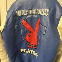 PLAYBOY X TRUE RELIGION BOMBER VARSITY JACKET