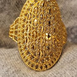 stainless steel ring gold tone 