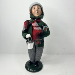 The Carolers Byers Choice Ltd.  2002 Boy With Book and Silver Pail 9 1/2"
