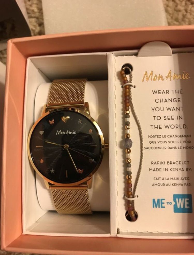 Mon Amie Women’s Gold Watch and bracelet set