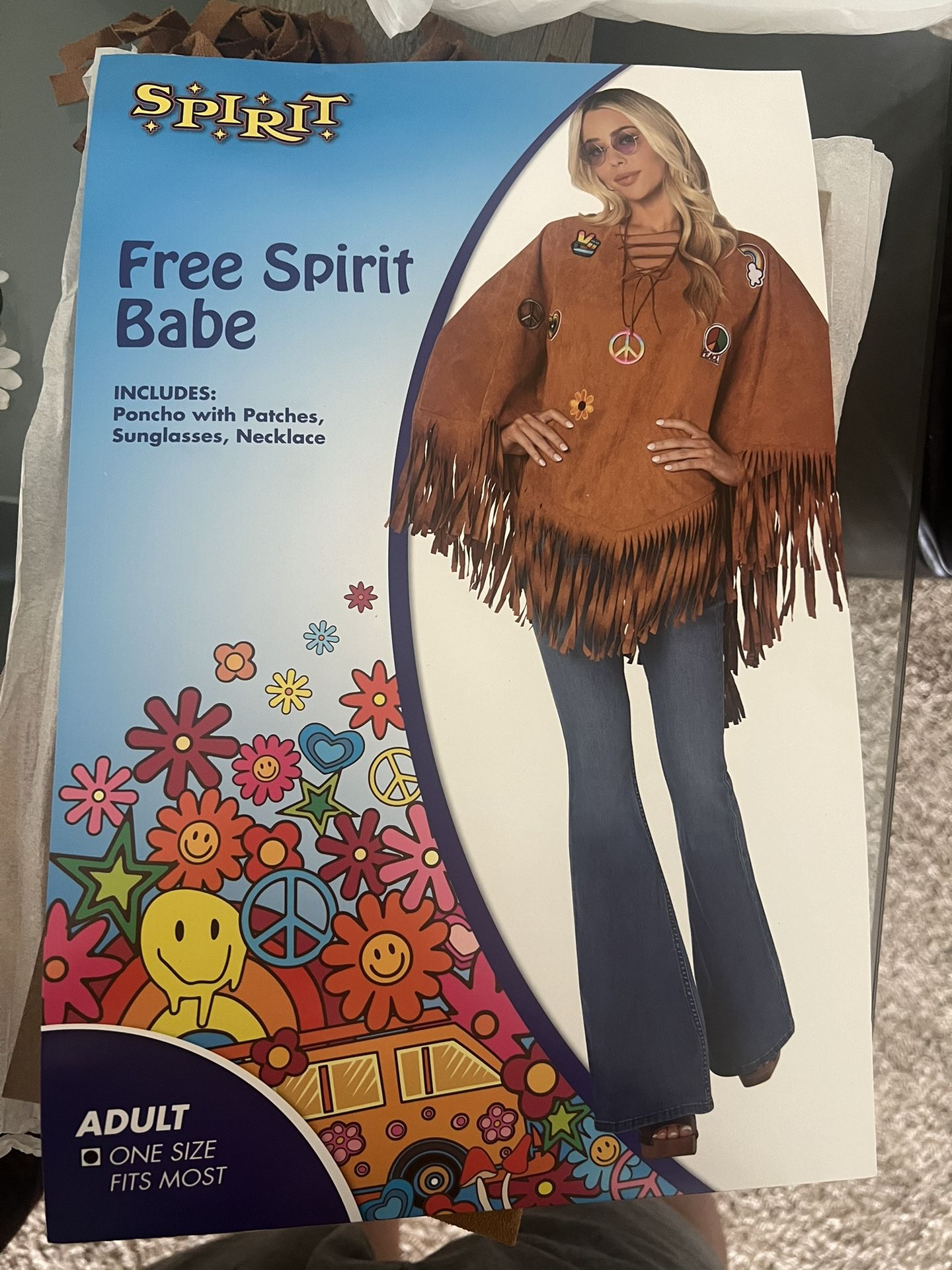 Spirit Halloween Costume, Free Spirit Hippie Babe Adult One Sz