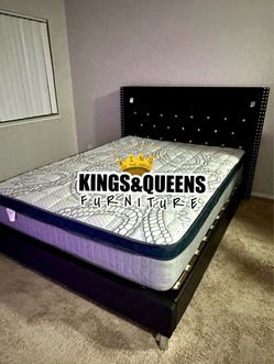 New Queen bed frame with mattress