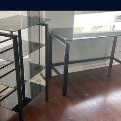 Glass Desk With Shelves 