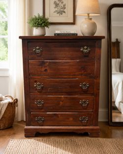 Vintage Sears Open Hearth 5-Drawer Solid Wood Dresser