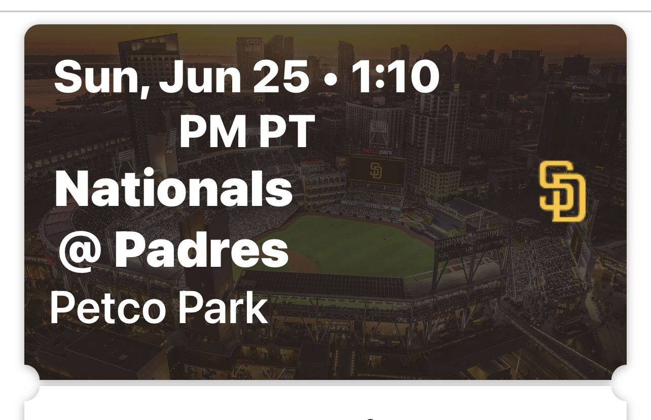 2 Seats This Sunday padres Vs nationals