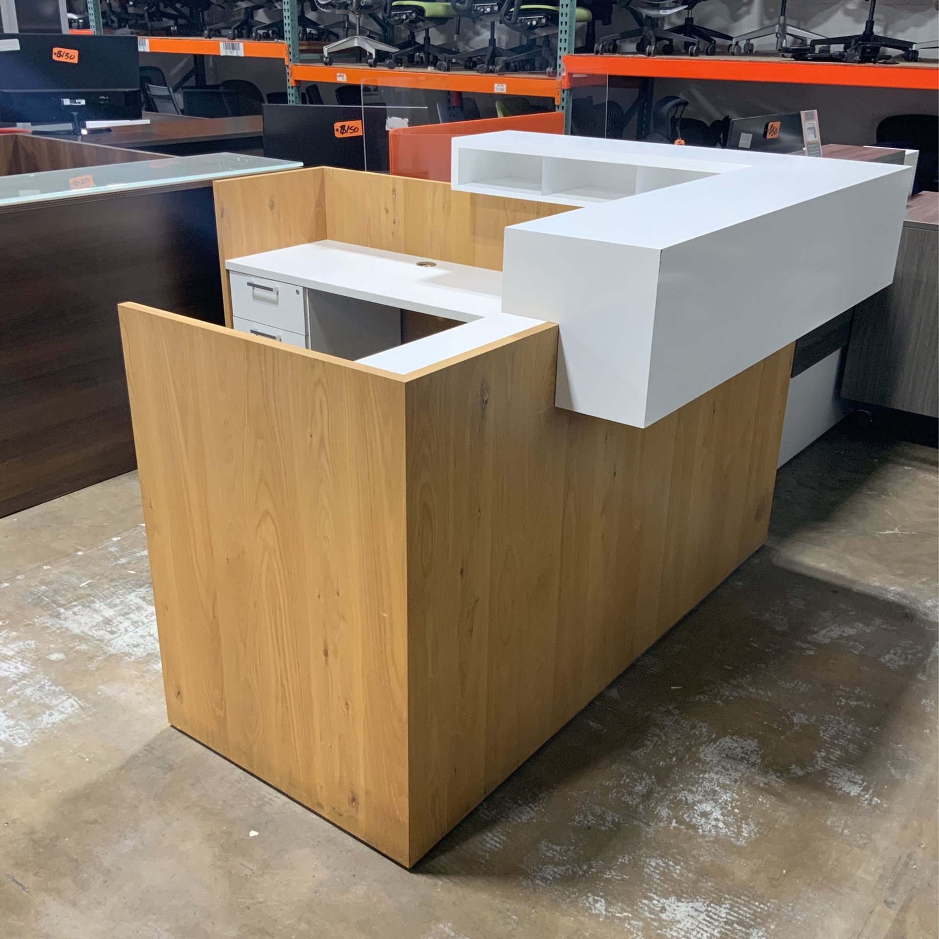 OFS Custom Reception Desk With White / Maple Laminate