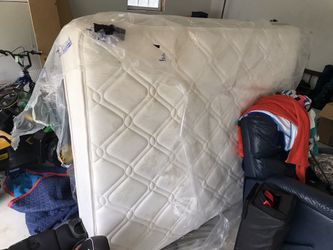 Queen size mattress with box springs and frame