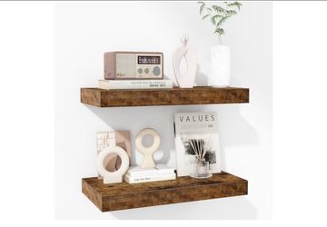 16-Inch Floating Shelves – Deep Rustic Wooden Wall Shelves – 5-Piece Set