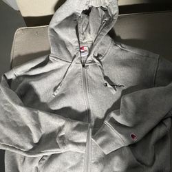 Grey Champion Semi Cropped Zip-Up Hoodie (XL)