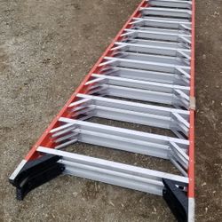 Werner 16' double sided twin step 2 man fiberglass ladder