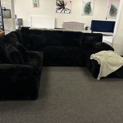Black Corduroy Sleeper Sofa Sectional 