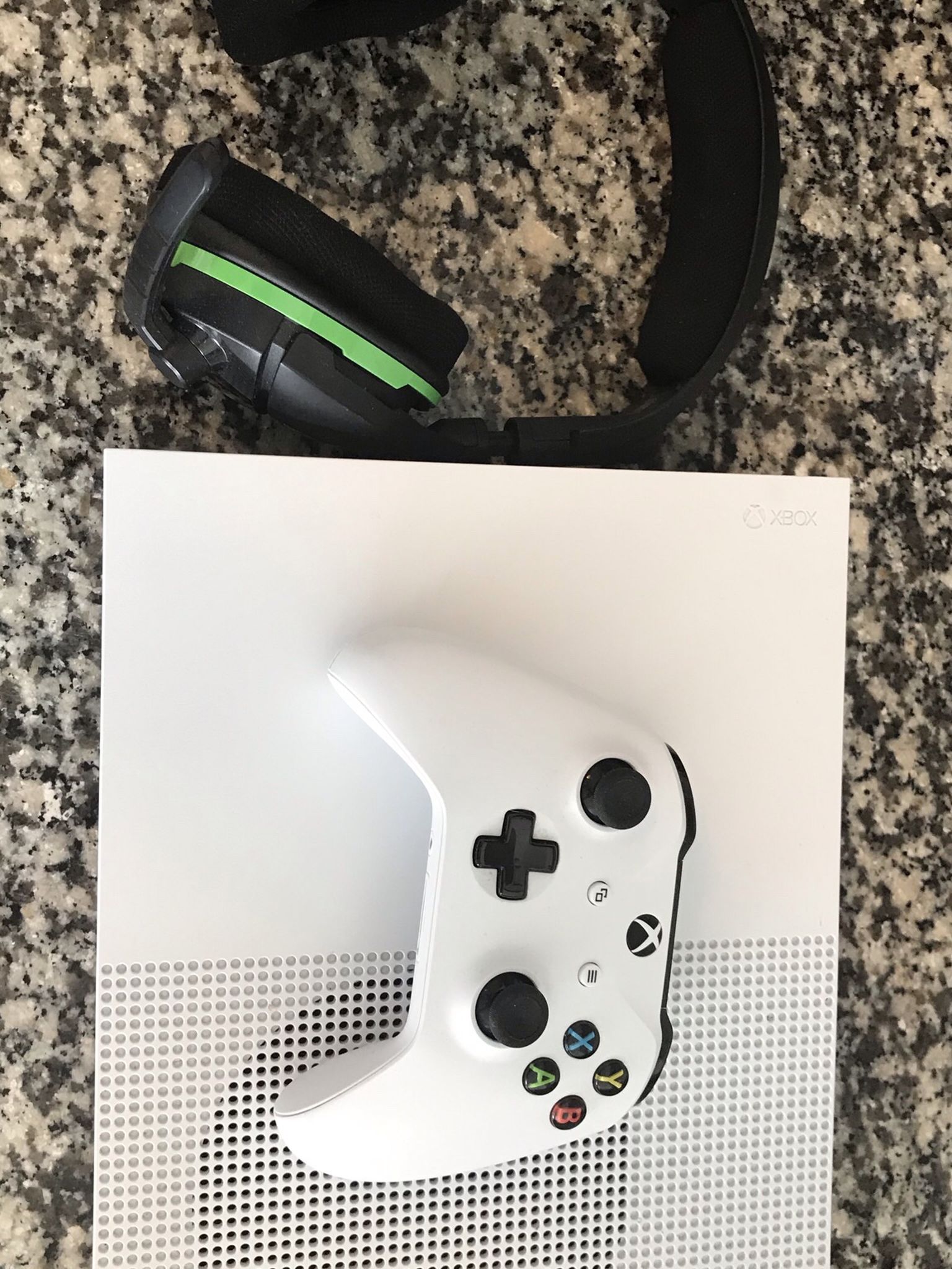 Xbox One S 1Tb Console, Turtle Beach Headphones, and Controller