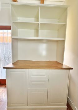 IKEA Kitchen Hutch – White, Open Shelving + Cabinet Storage