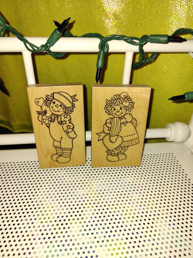Raggedy Ann & Andy Crafters Wooden Rubber Stamps