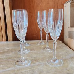 Vintage Crystal Champagne Flutes, Wine Glasses, Bowls, Platters, Vases, Decoartive Dishes