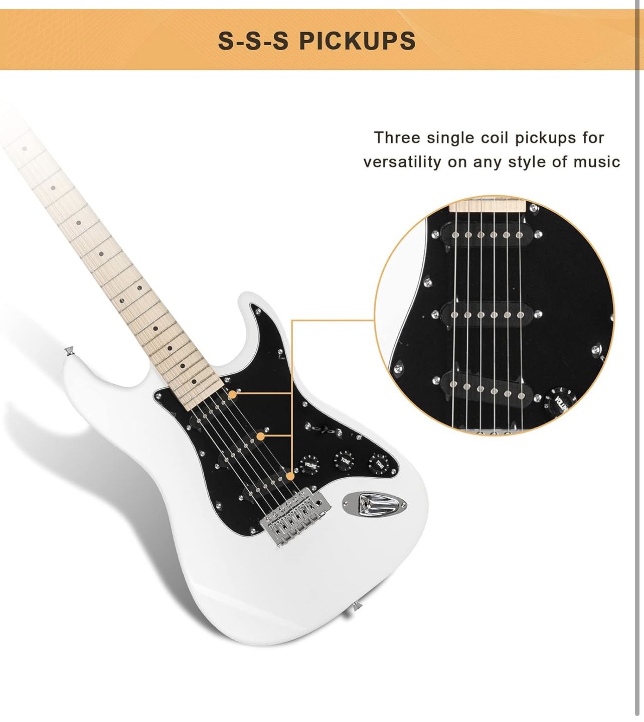 NEW-GLARRY Full Size Electric Guitar for Music Lover Beginner 