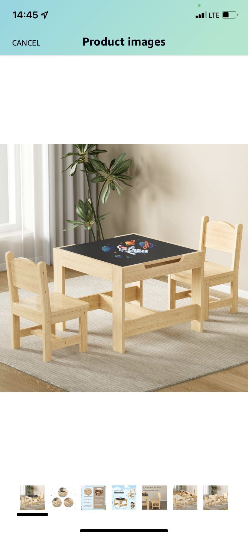Kids Table and Chair Set, 3 in 1 Solid Pine Wood Kids Table and 2 Chair Set, Toddler Desk, Toddler Table and Chair Set for Girls and Boys Ages 3-10, S